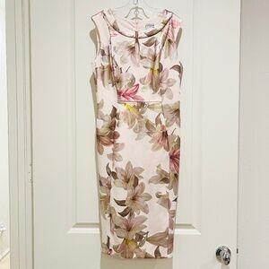 En Focus Studio Womens Metallic Floral Sleeveless Sheath Dress Size 8 coquette